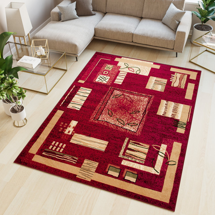 Marlow Home Co. Aengus Red Abstract Area Rug Wayfair.co.uk